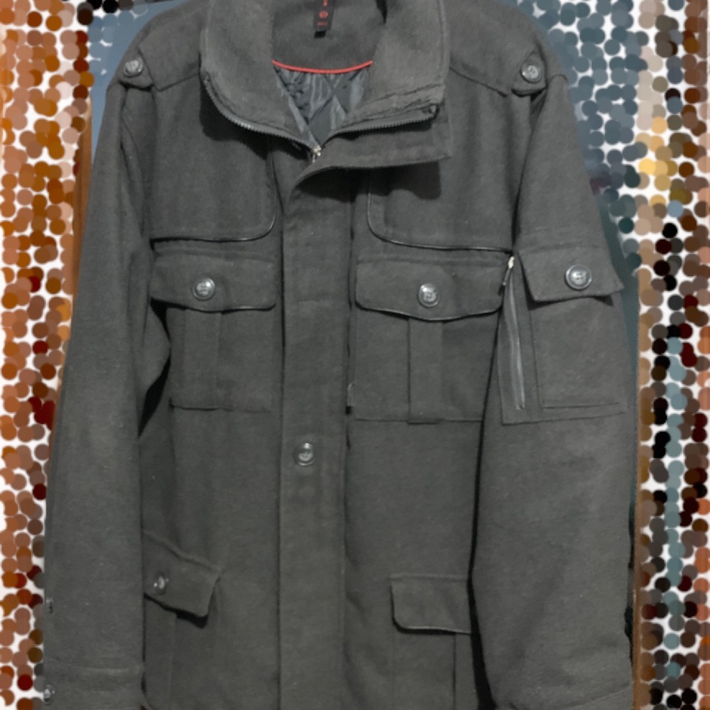 Military Wool Blend Quilted Jacket
